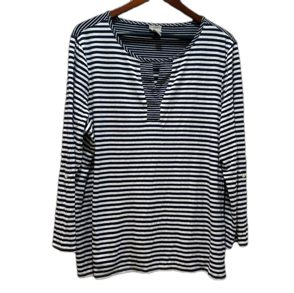 Chicos blue and white striped blouse size 3 GUC..
